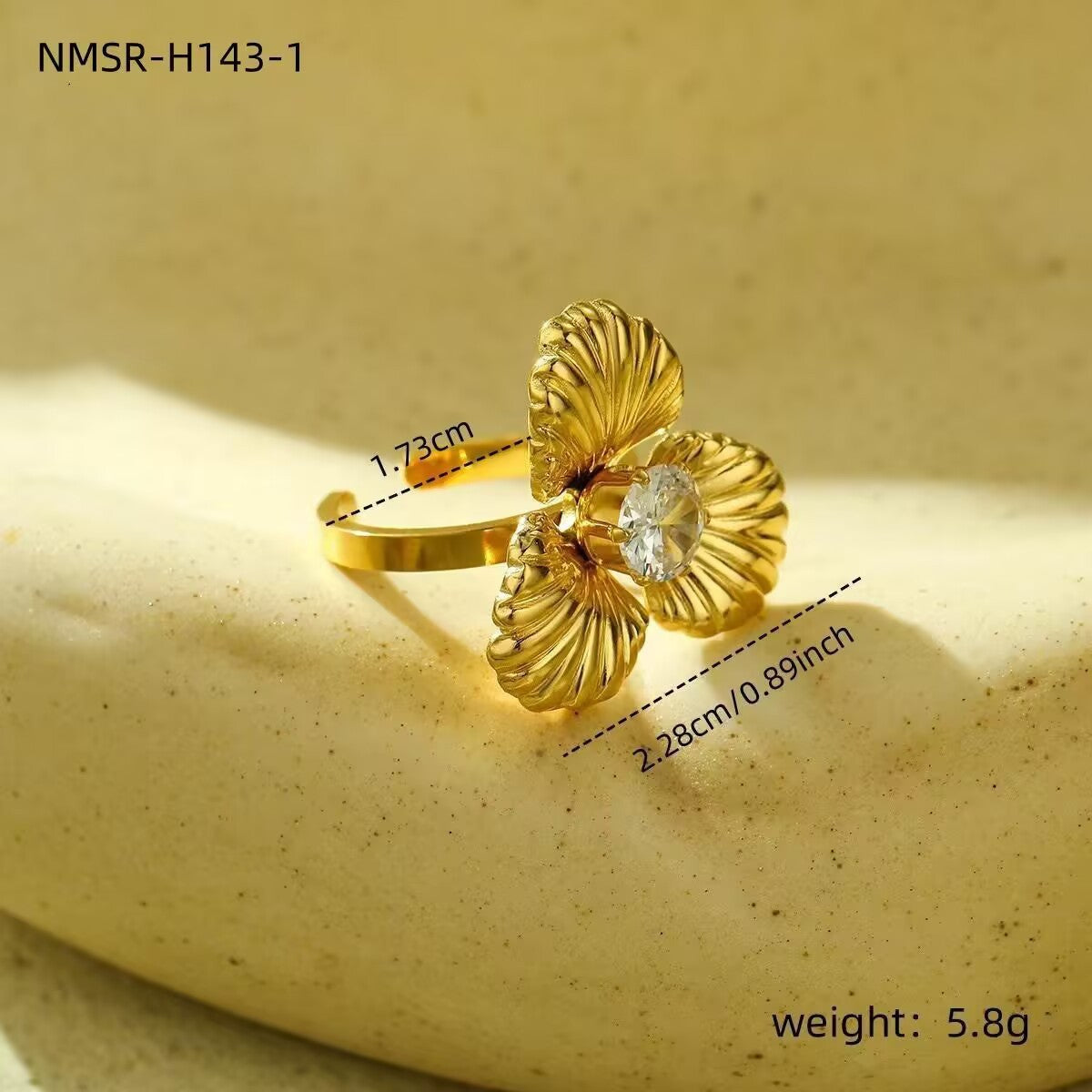 Anillo de Acero Inoxidable con Hoja Floral Vintage y Acabado Chapado para Mujer, Diseño de Banda Abierta Ajustable