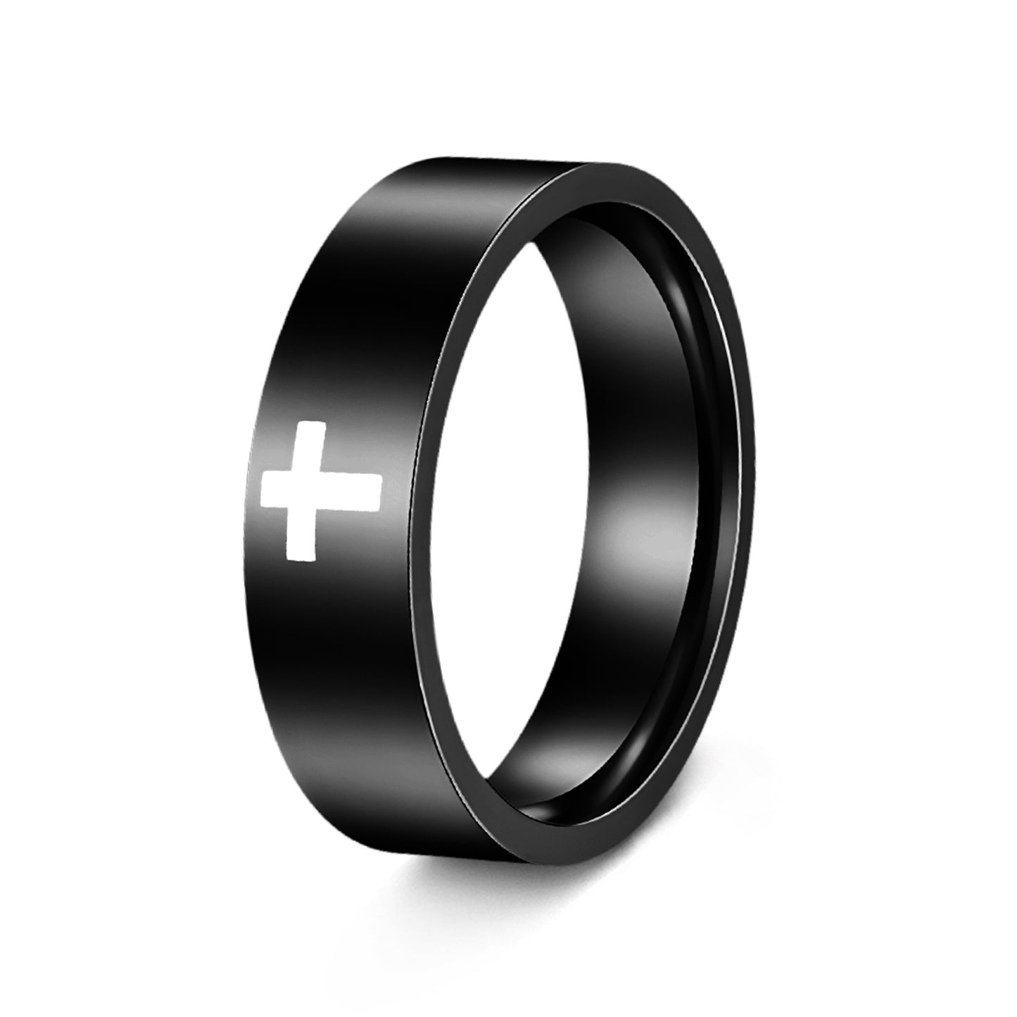 Classic Cross Stainless Steel Plated Ring Unisex 6mm/8mm
