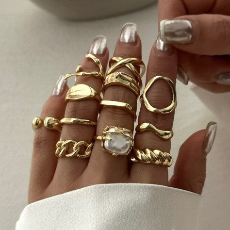 Anello regolabile da donna placcato in lega geometrica