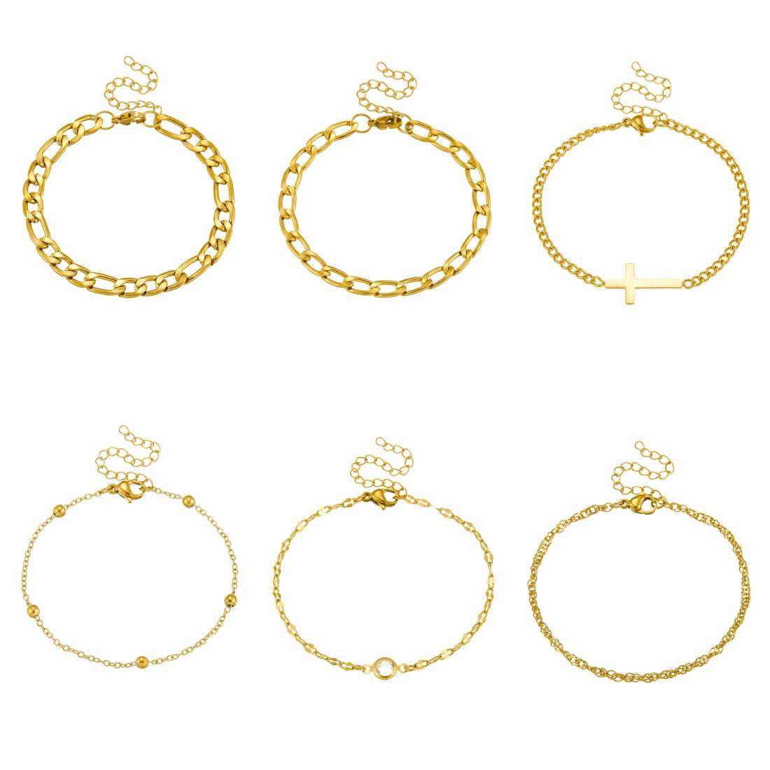 Punk Hip-hop Gold Plated Cross Stainless Steel Cuban Link Chain Bracelet Unisex