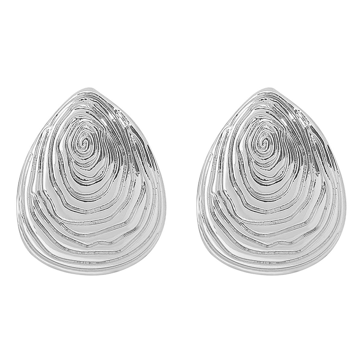 Pendientes de aleación con forma geométrica de estilo vintage francés, textura de concha y acabado galvanizado para mujer