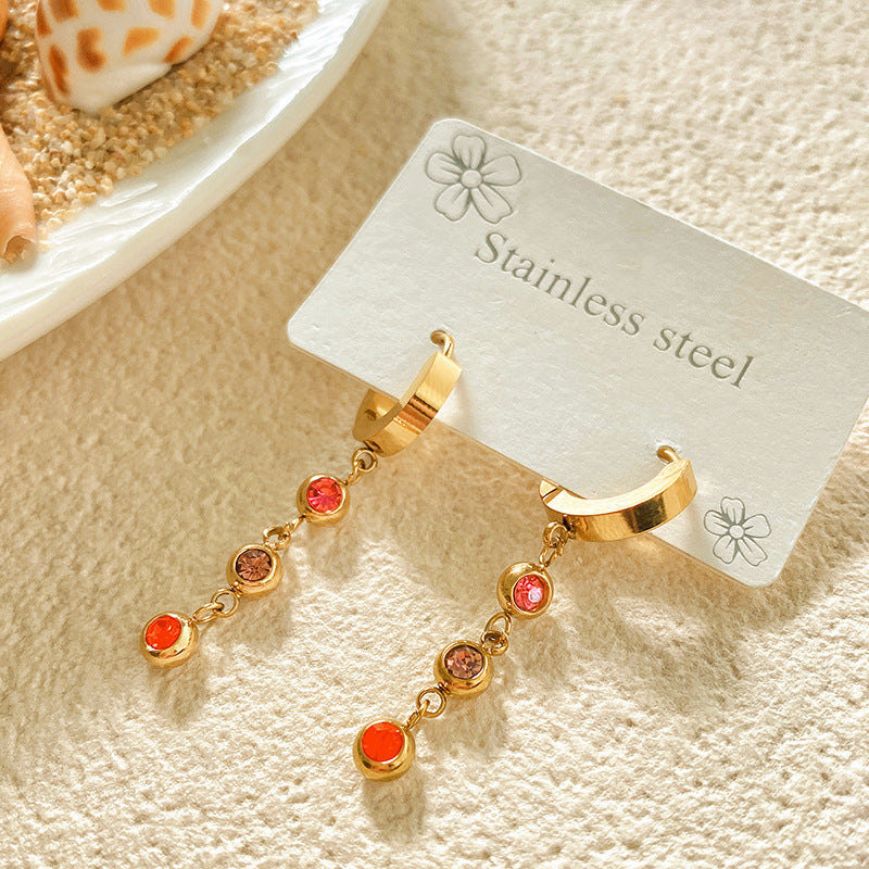 Casual Gold Plated Titanium Steel Necklace Set with Diamond and Pearl Inlay for Unisex