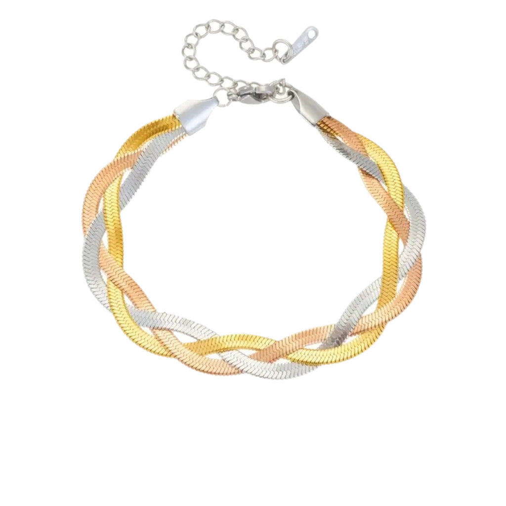 Bracciale da donna Sweet Streetwear in acciaio al titanio con catena a serpente geometrica rotonda intrecciata