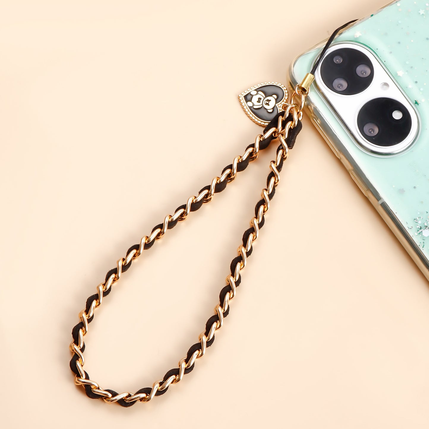 Minimalist Acrylic Heart Teardrop Plated Phone Chain Strap