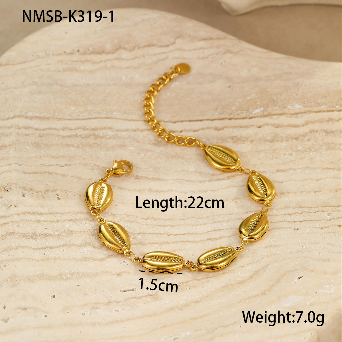 Fashionable Ocean-Inspired Hollow Star Shell Heart Stainless Steel Bracelet with Plating Finish for Women
