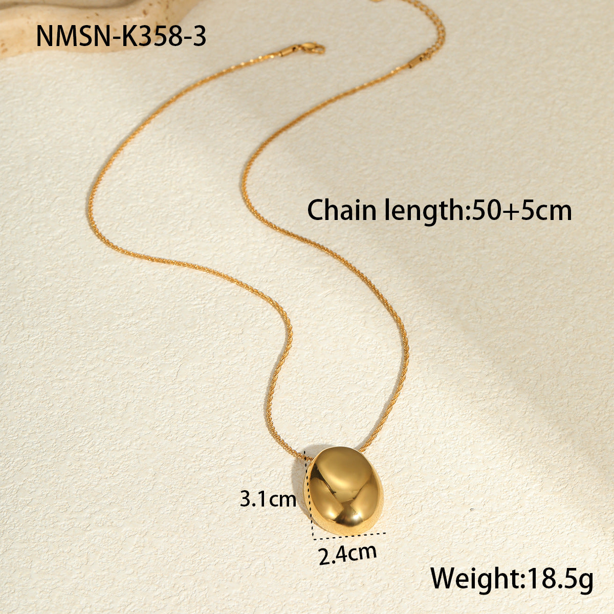 Collana con pendente geometrico alla moda da donna in acciaio inossidabile placcato oro 18 carati