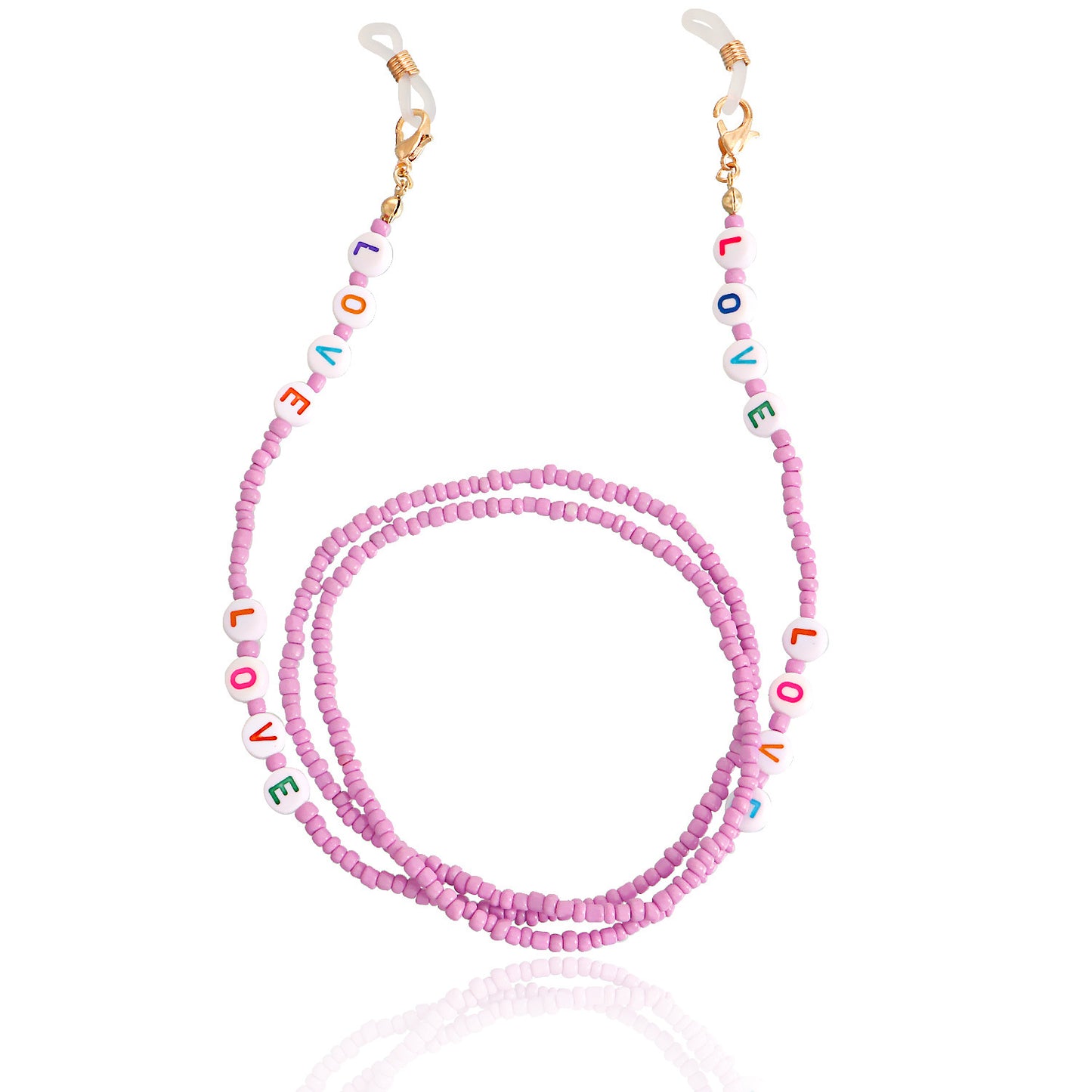 Bohemian Solid Color Letter Glass Beads Eyeglass Chain for Women