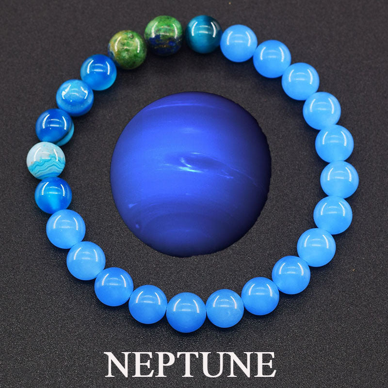 Classic Sweet Natural Gemstone Round Geometric Stretch Bracelet Unisex Jewelry Gift