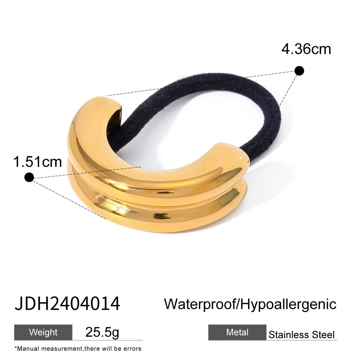 Minimalist Geometric Stainless Steel Hair Tie with Plated Finish for Ponytail