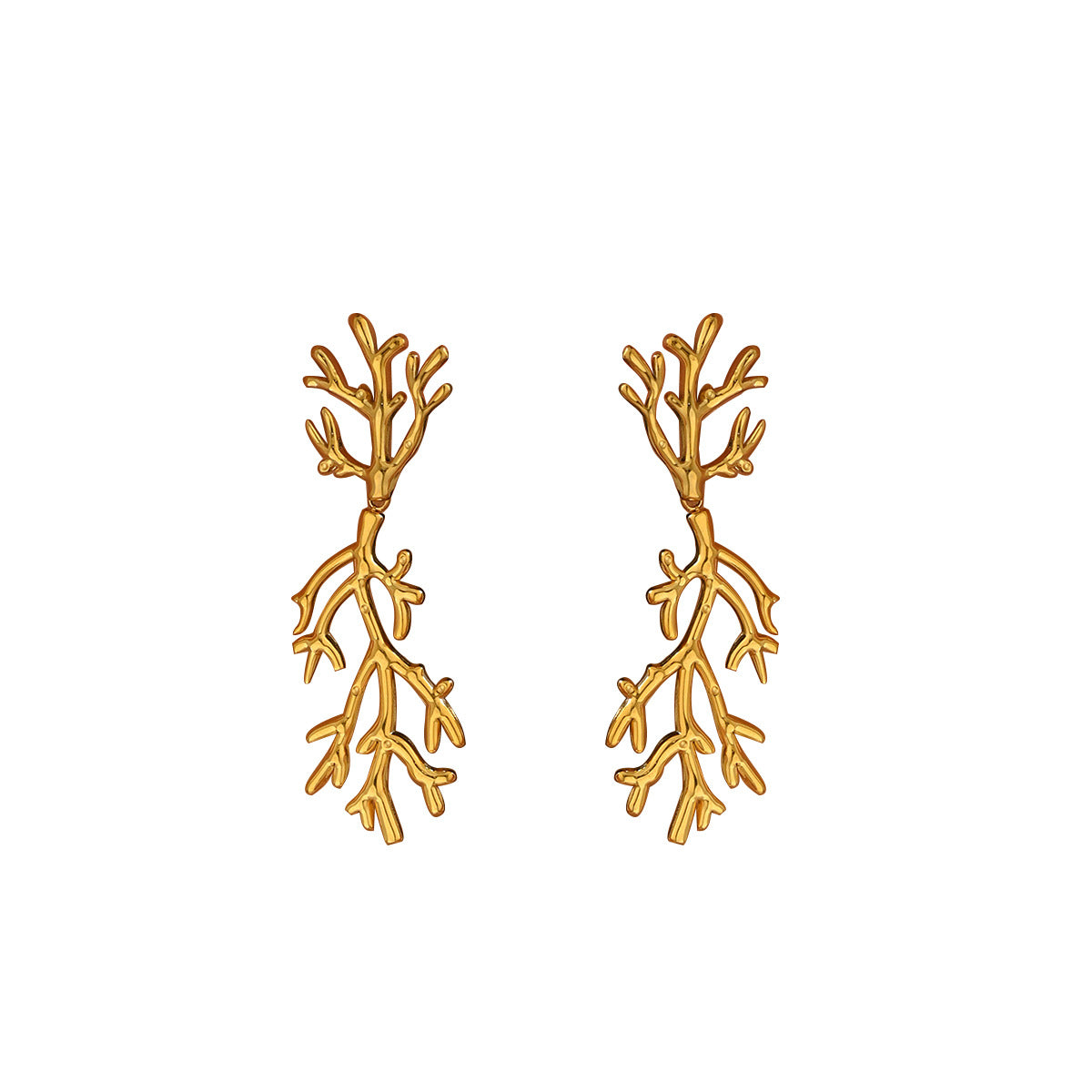 Pendientes de Cobre con Diseño Floral Coral Vintage y Baño de Oro de 18K con Postes de Acero Inoxidable para Mujer