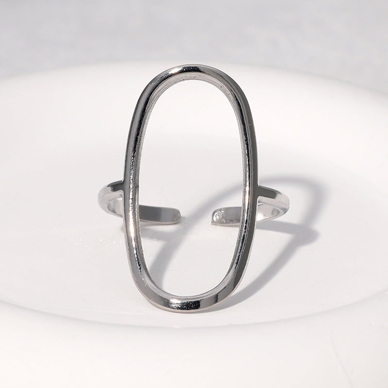 Minimalist Geometric Hollow Open Ring 18K Gold Plated Stainless Steel Fashion Jewelry for Women
