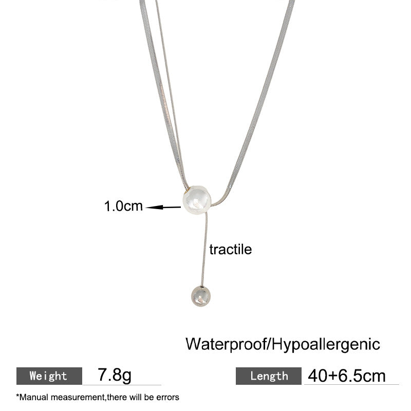 Geometric Heart Titanium Steel Plated Pendant Snake Chain Necklace