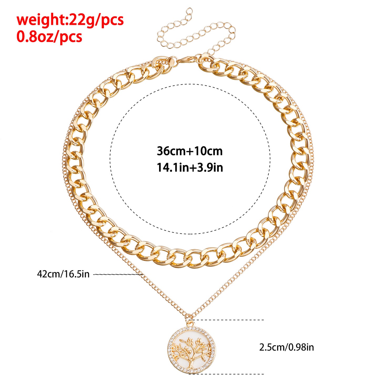 Fashionable Geometric Life Tree Pendant Necklace with Mother-of-Pearl Inlay and Rhinestone Accents on Alloy Snake Chain for Women