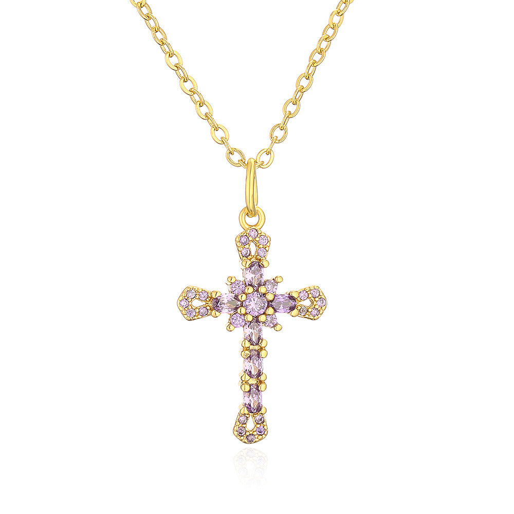 Geometric Pendant Necklace for Women Made of Brass with 18K Gold Plating and Micro-Paved Zirconia, Minimalist Luxury Fashion Accessory