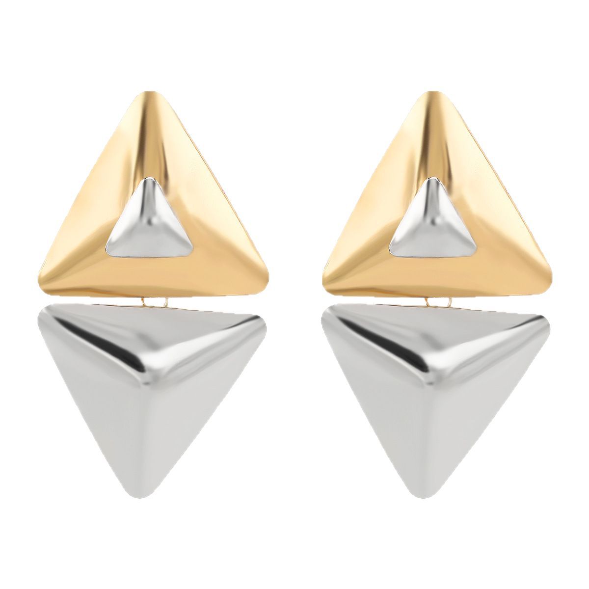 Orecchini a perno da donna geometrici a triangolo in lega alla moda con finitura galvanizzata