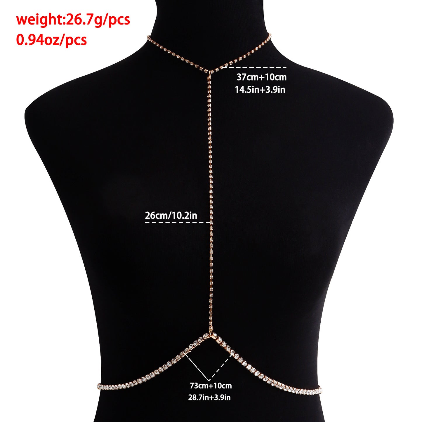 Minimalist Punk Rhinestone Cable Chain Body Chain for Women