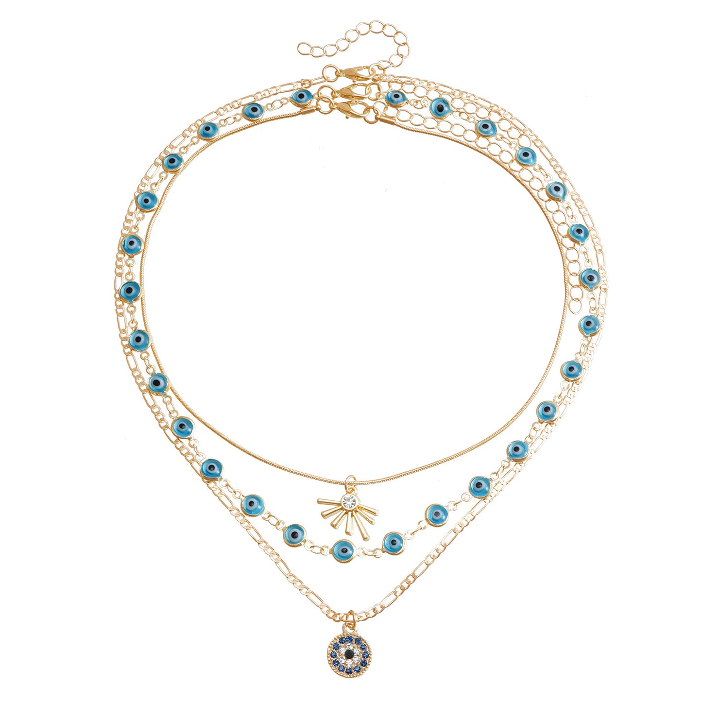 Dark Aesthetic Evil Eye Disc Pendant Necklace with Snake Chain Design in Alloy with Electroplating Finish for Women