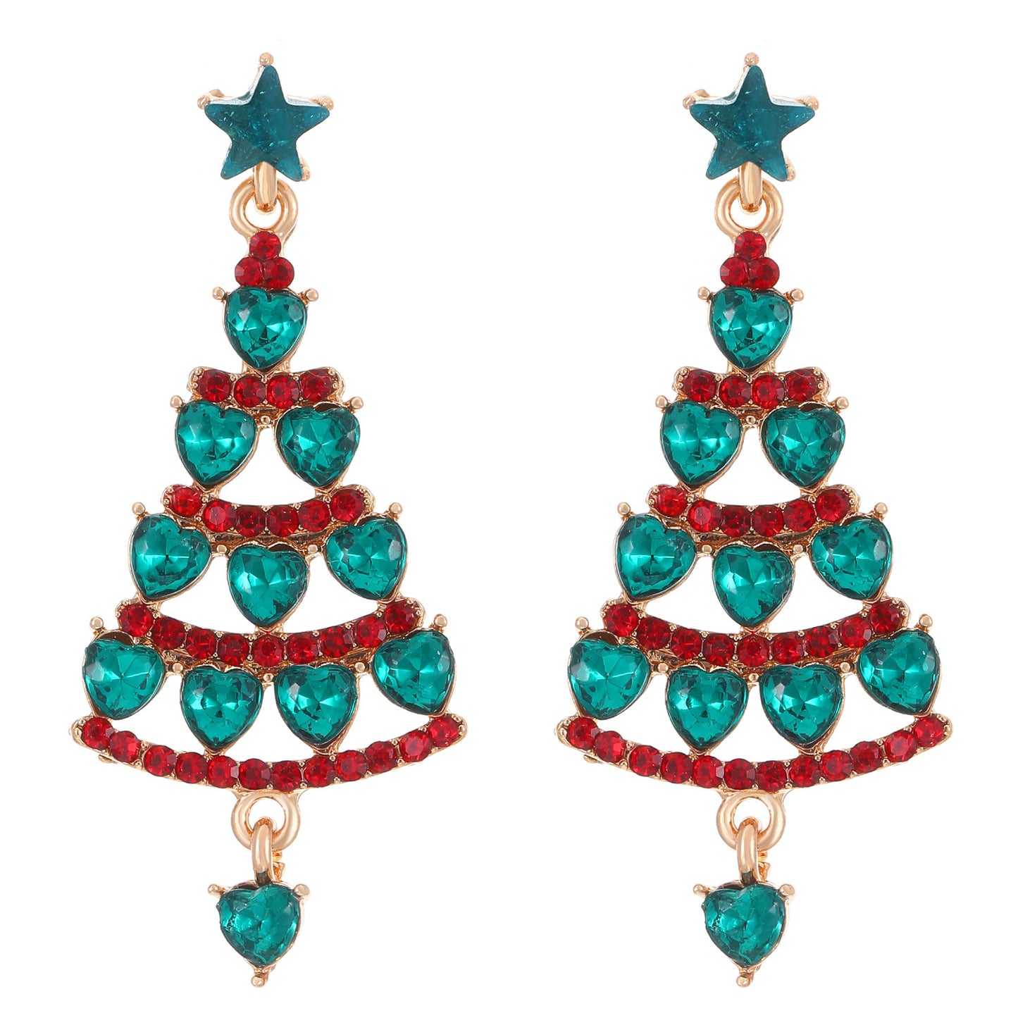 Elegant S925 Sterling Silver Christmas Tree Stud Earrings for Women with Rhinestone Inlay Snowflake Motif
