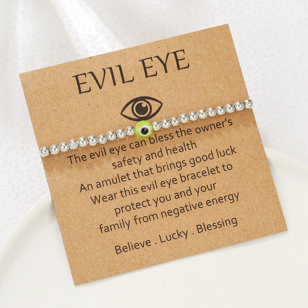 Handmade Round Acrylic Evil Eye Beaded Bracelet Unisex Friendship Jewelry