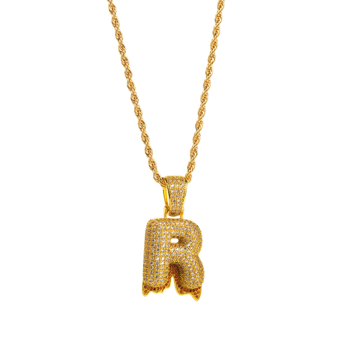 Collana con ciondolo a lettera "Sweet-Edgy" da donna in ottone con intarsio in zirconi cubici su catena a clavicola