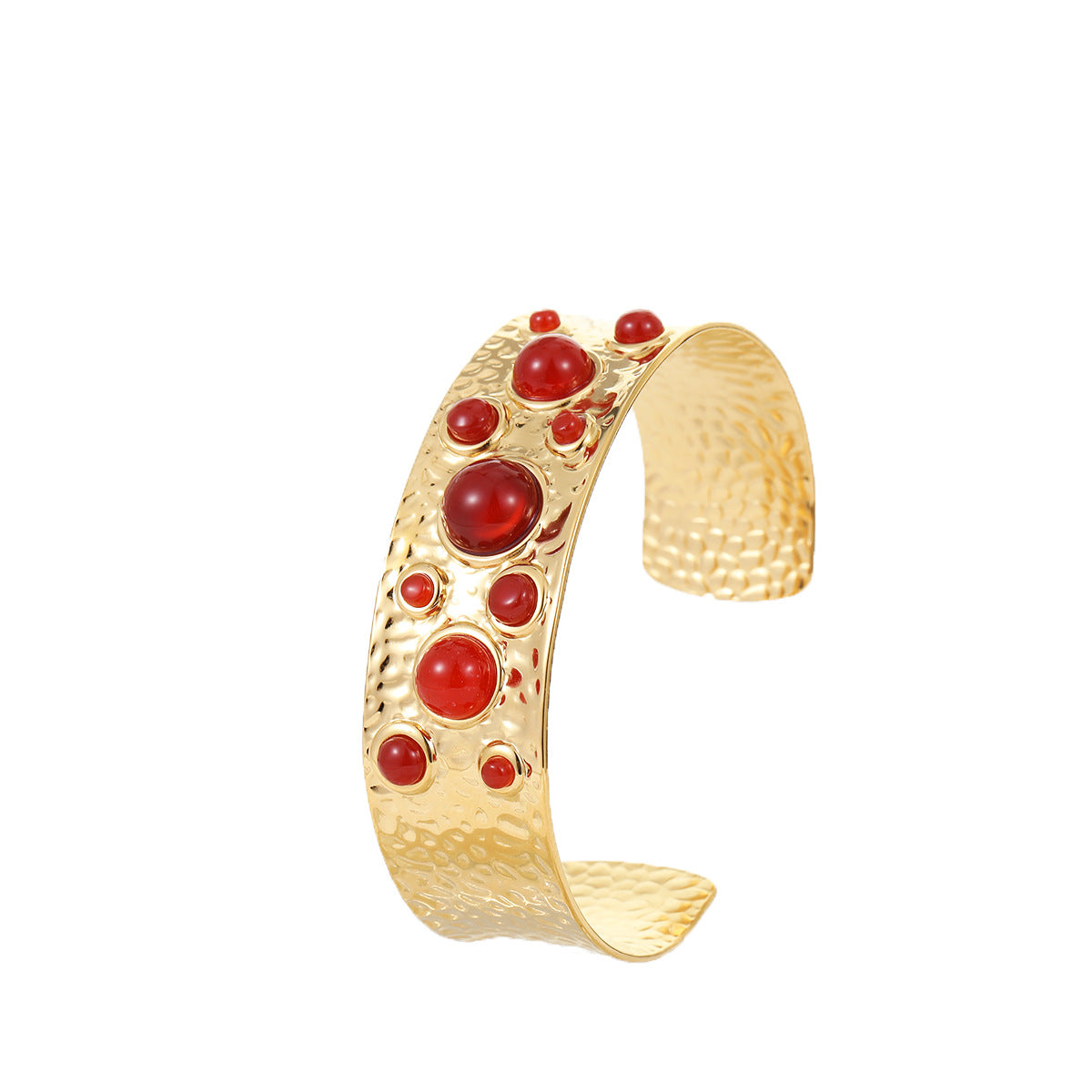 Vintage French Style Geometric Shaped Titanium Steel Bracelet with Colorful Natural Stones and Electroplated Finish for Women
