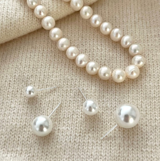 Orecchini a perno a goccia minimalistici in argento sterling 925 con intarsio di perle d'acqua dolce da donna