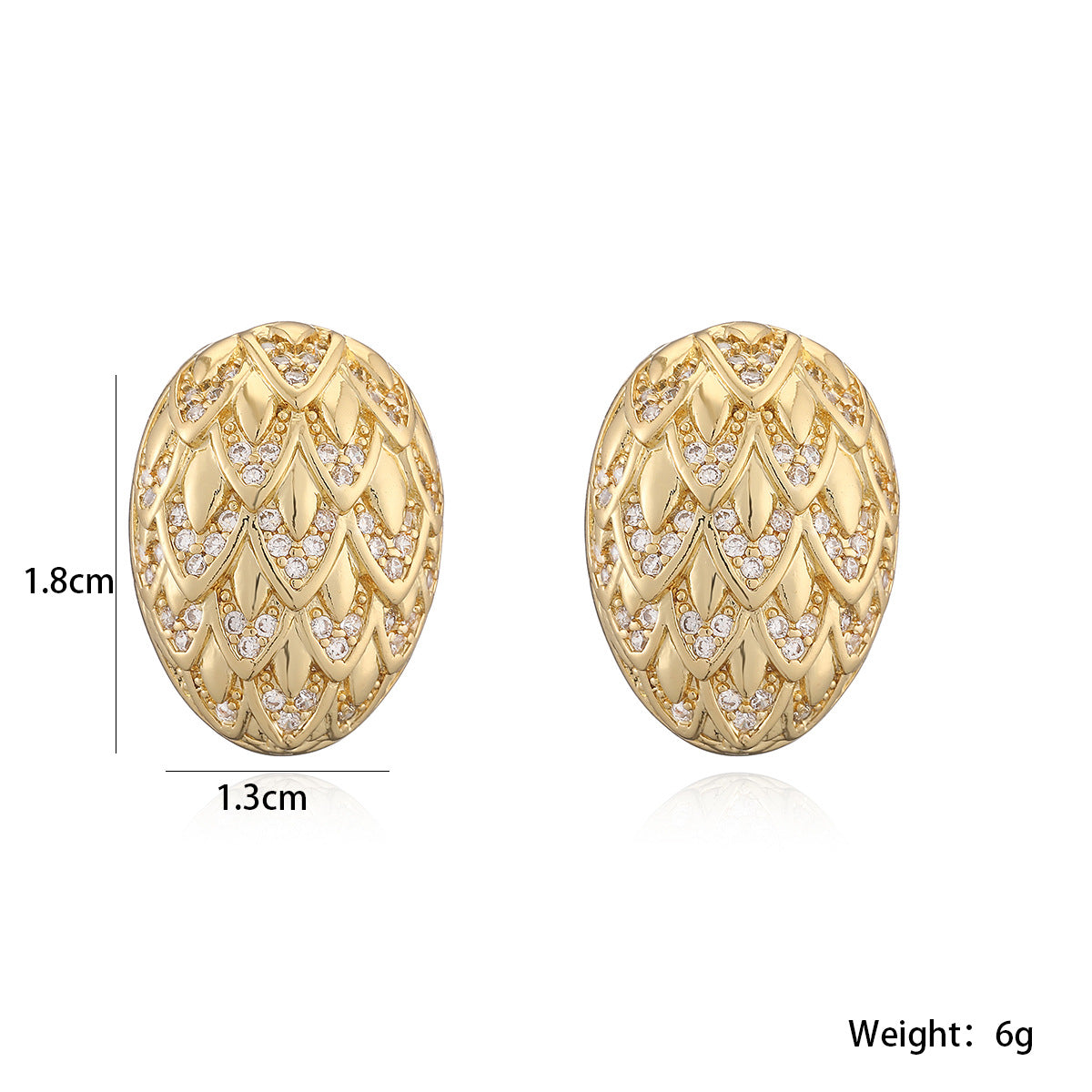 Minimalist Luxury 18K Gold Plated Brass Geometric Cubic Zirconia Irregular Stud Earrings for Women
