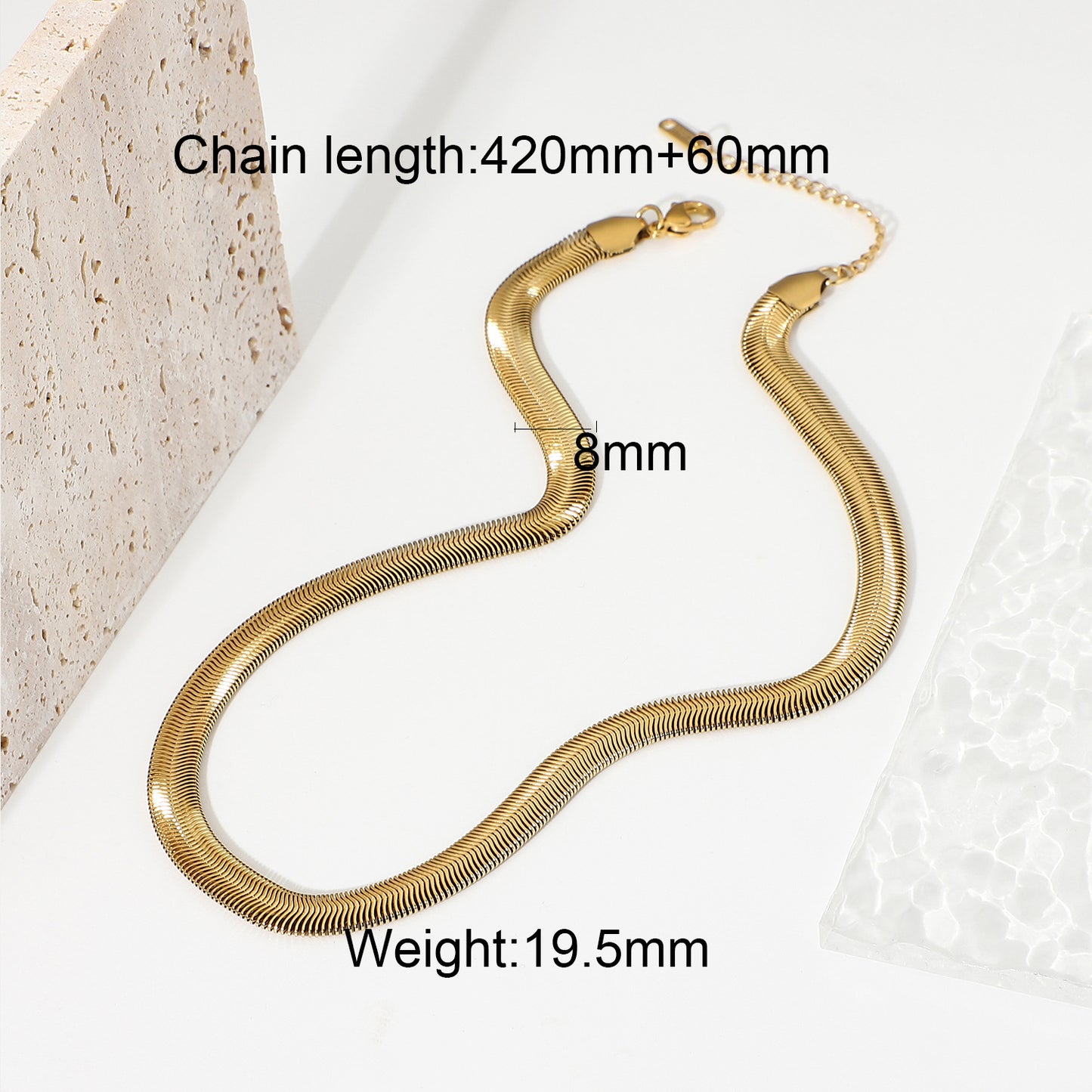 Geometric Stainless Steel Plated Gold Snake Chain Clavicle Necklace for Women
