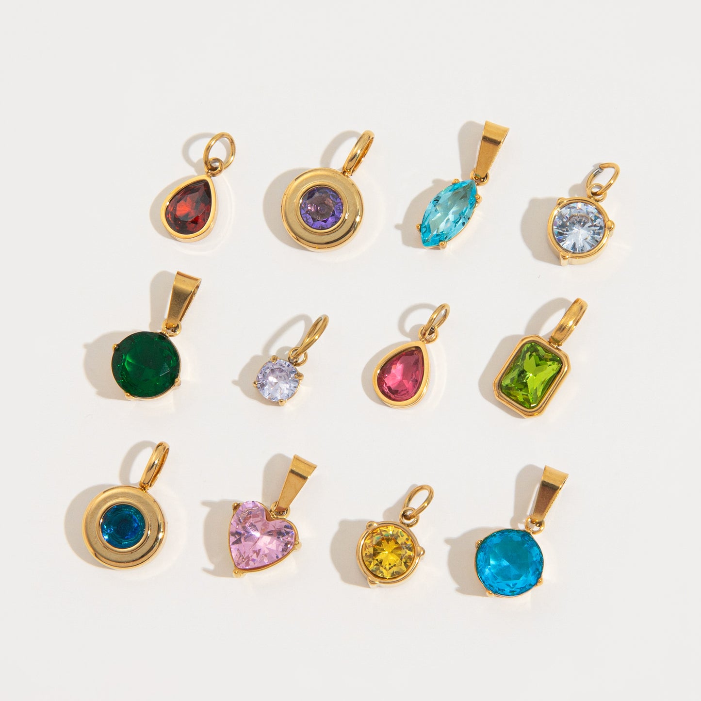 Vintage Geometric Stainless Steel 18K Gold PVD Plated DIY Charm Bar Necklace with 12 Birthstones
