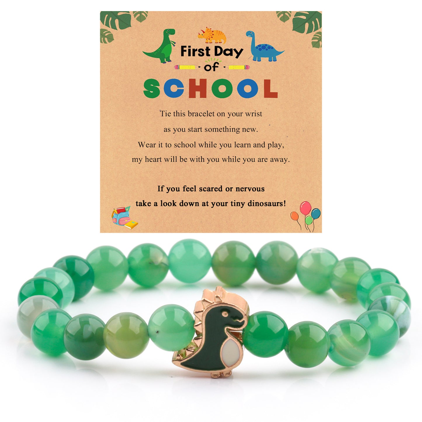 Minimalist Hand-woven Stainless Steel Bracelet with Green Aventurine Obsidian Green Tiger Eye Dinosaur Charm Unisex