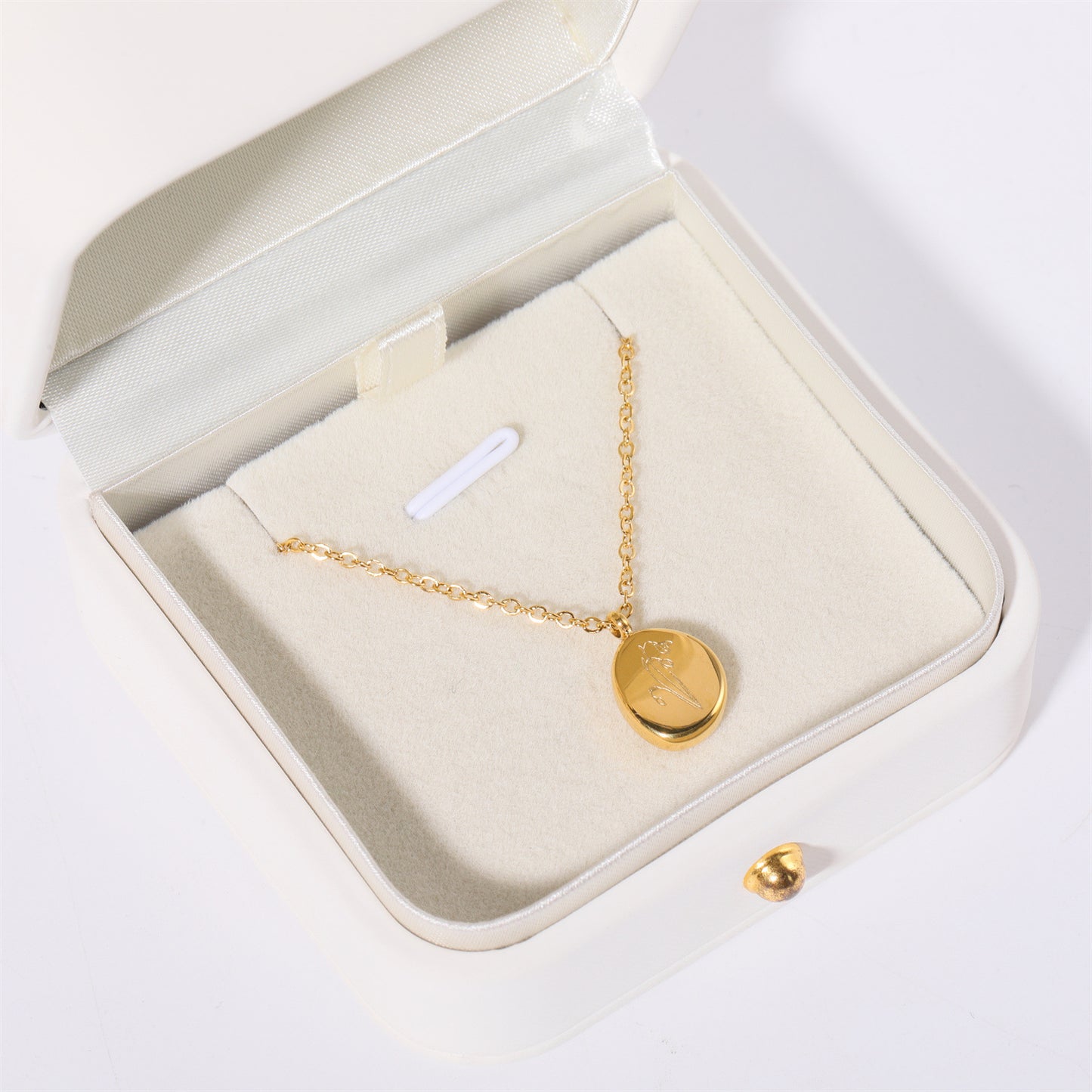 Geometric Oval Pendant Necklace in Titanium Steel with 18K Gold Plating for Women and Men