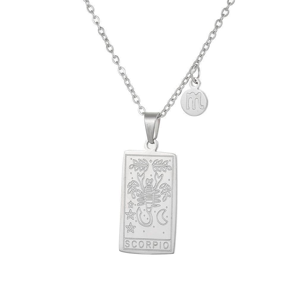 Vintage Geometric Square Titanium Steel Necklace with Alloy Pendant on Ball Chain