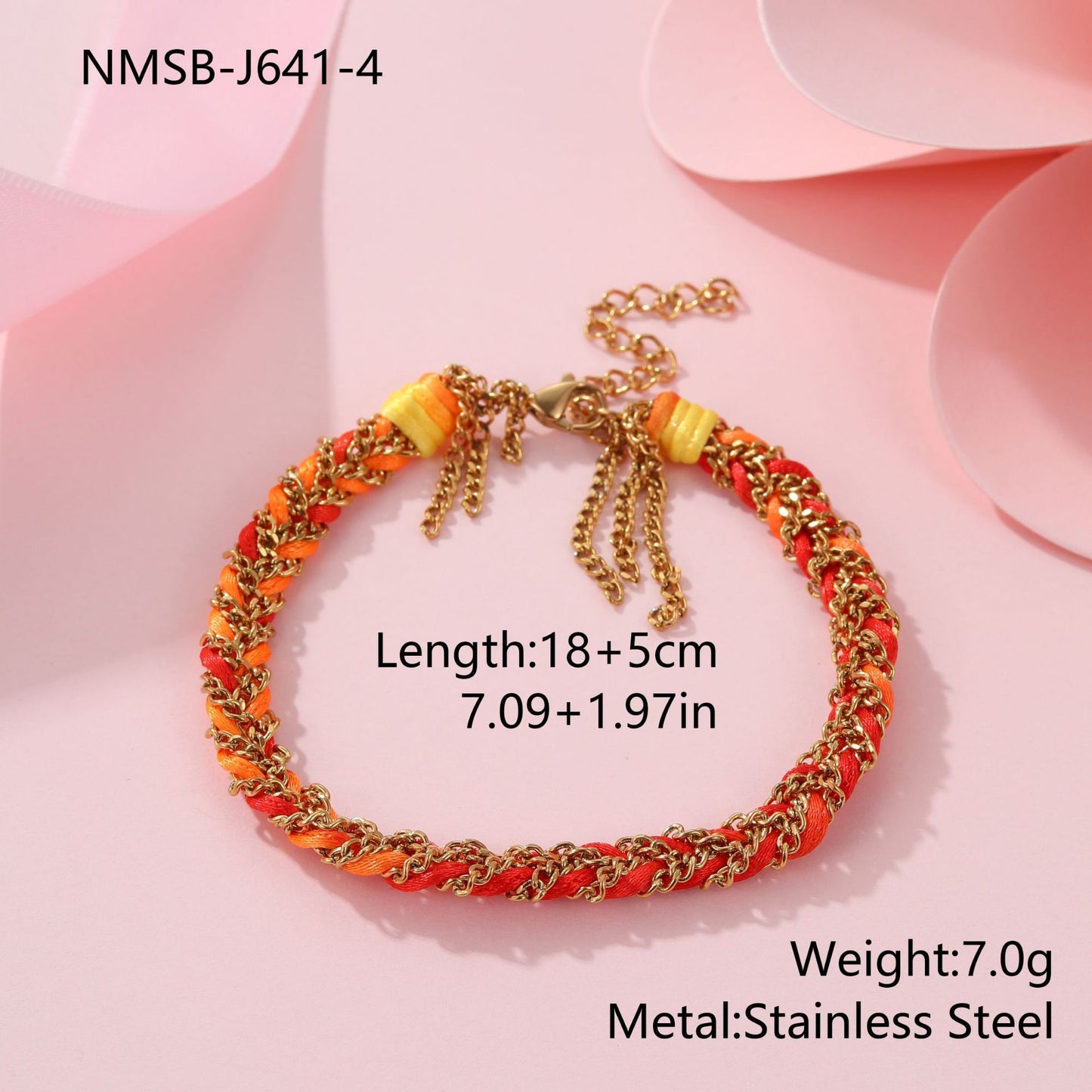 Fashionable Geometric Stainless Steel Braided Rope Bracelet with Tassel and Plated Finish for Women