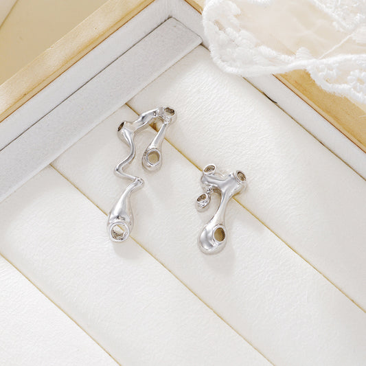 Asymmetric Teardrop Geometric Plated Alloy Earrings for Women