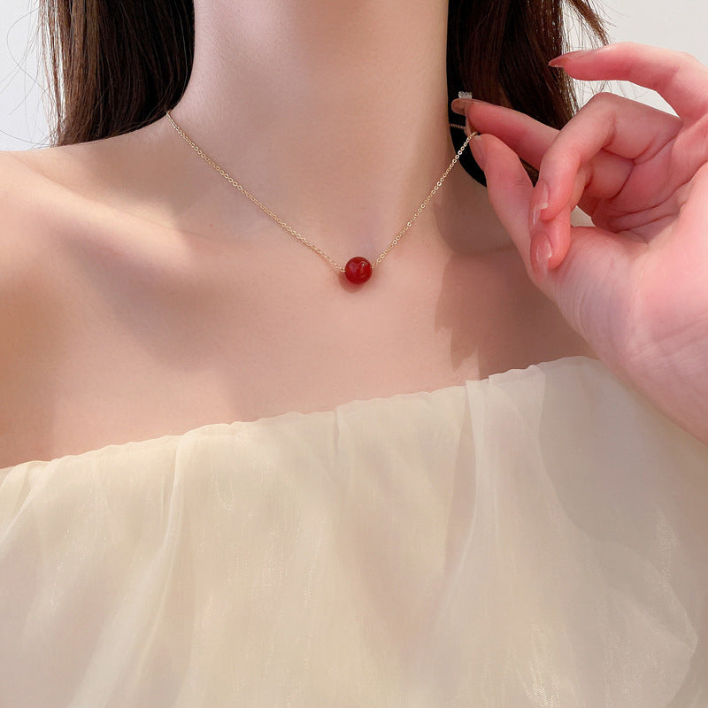 Bracciale Minimalista Rosso con Perline da Donna e Uomo in Acciaio al Titanio con Finitura Placcata