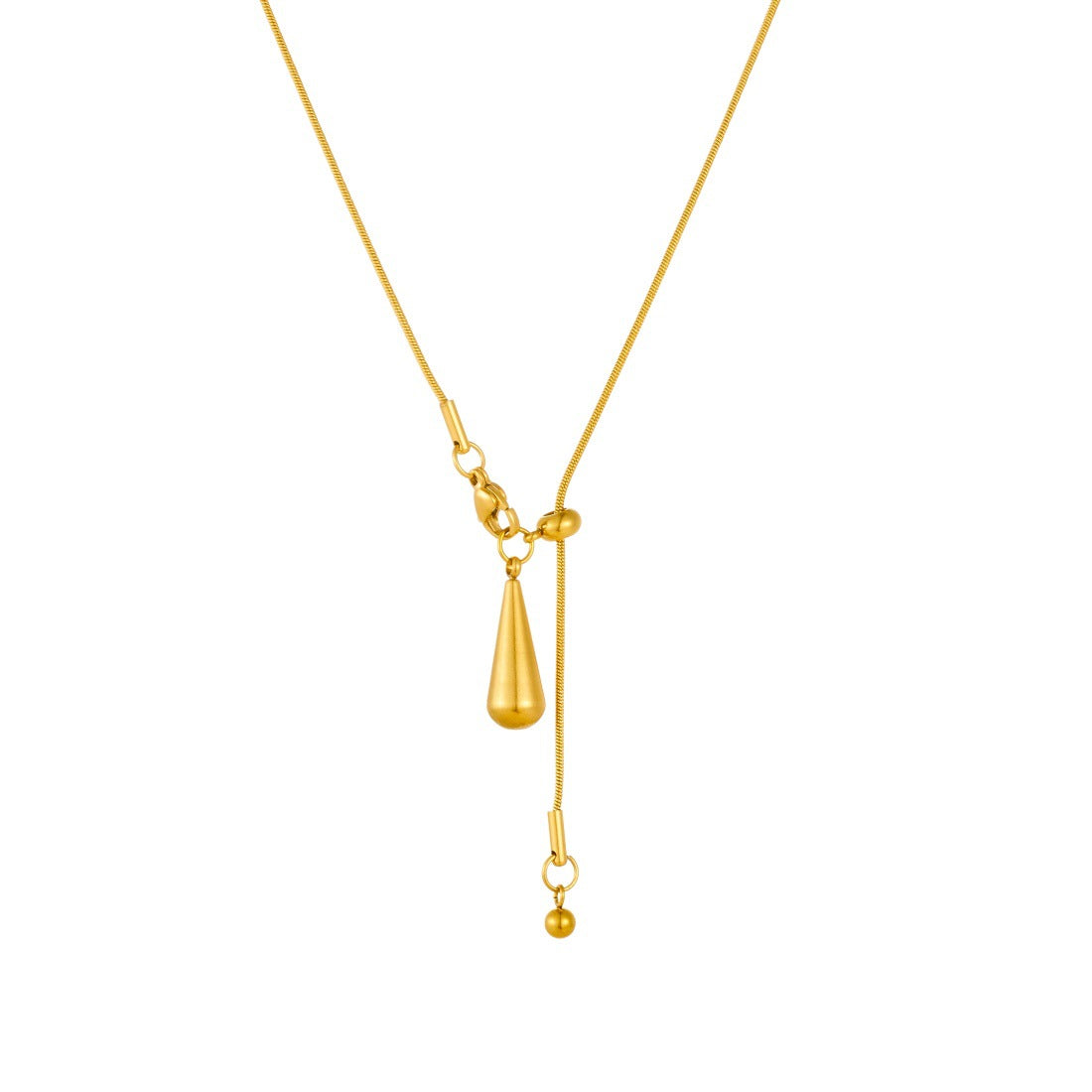 Minimalist Gold Plated Stainless Steel Teardrop Tassel Necklace