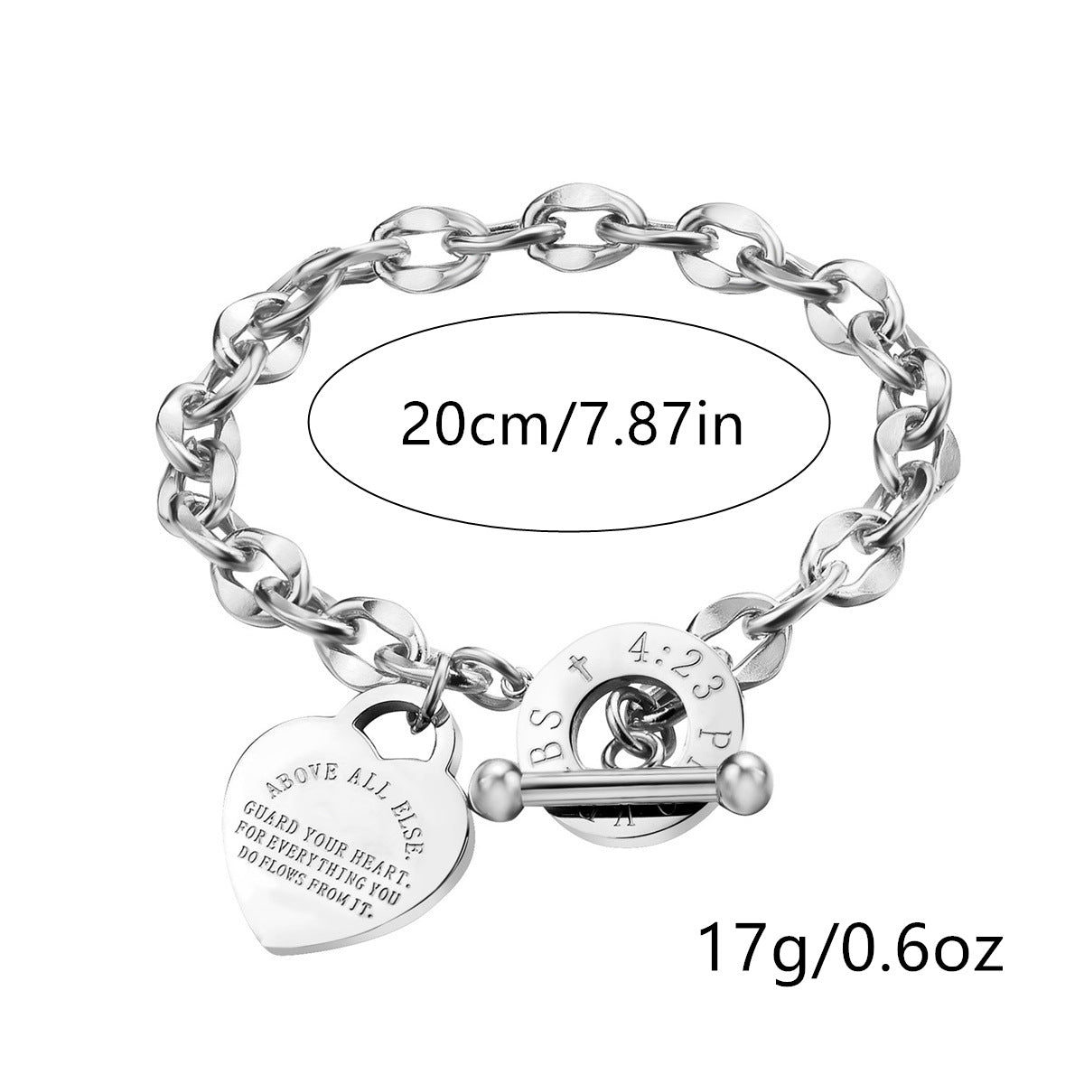 Minimalist Heart-Shaped Stainless Steel Bracelet with Plated Finish for Women, Fashionable Adjustable OT Clasp Design