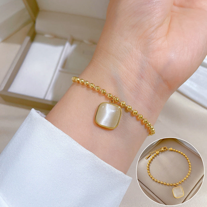 Zodiac Luxury Titanium Steel Gold Plated Bracelet with Cubic Zirconia for Unisex