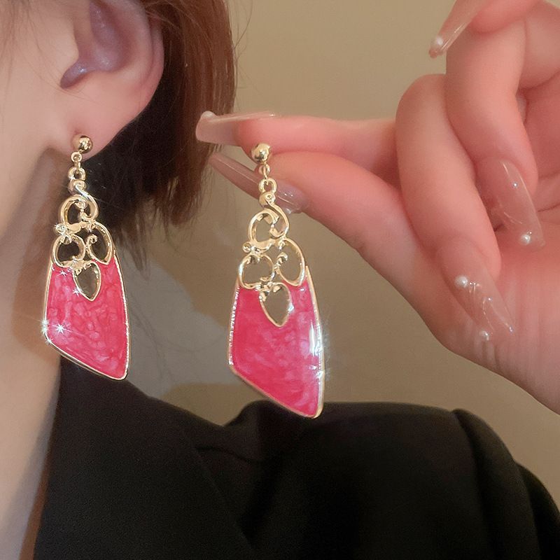 Pendientes Geométricos de Acrílico Estilo Vintage con Postes de Acero Chapado en Oro para Mujer