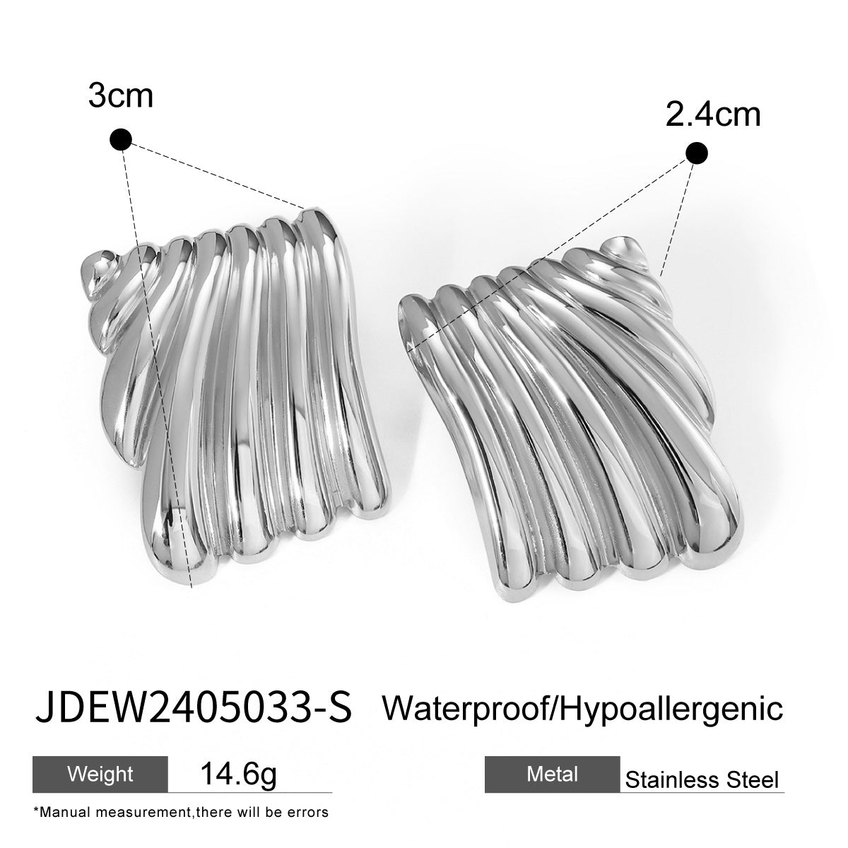 Pendientes Unisex de Acero Inoxidable Chapado en Oro de 18K con Textura de Onda Cuadrada Geométrica Minimalista