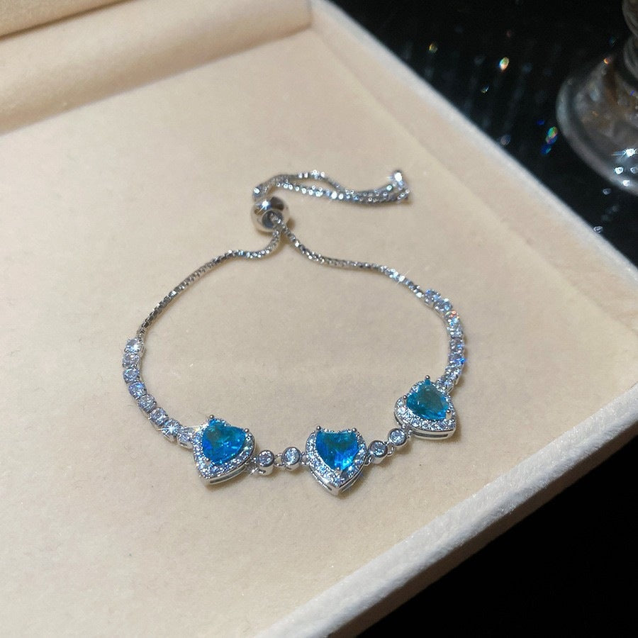Luxury Elegant Brass Plated Crystal Cubic Zirconia Beaded Bracelet for Women