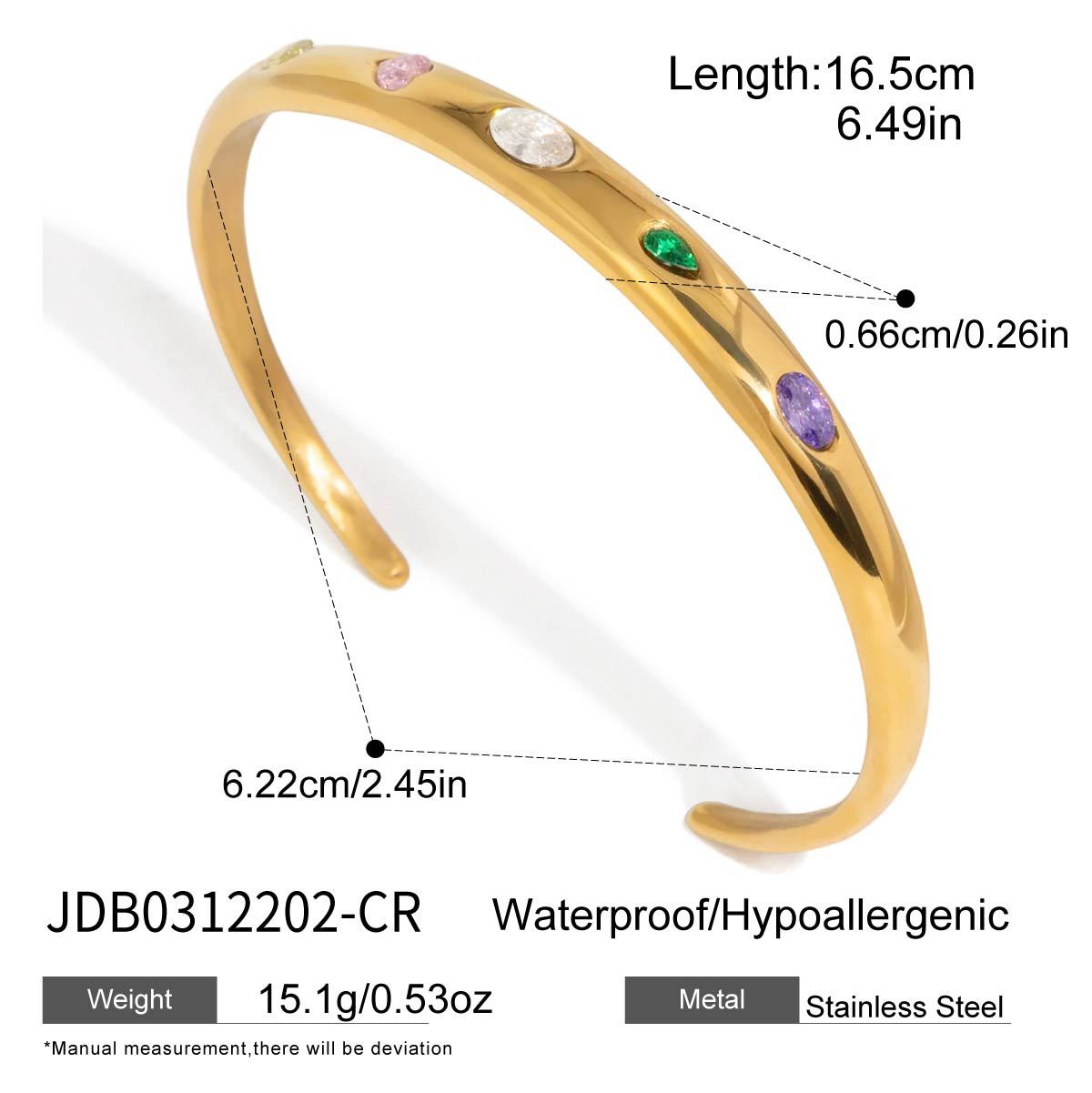 Minimalist Geometric Stainless Steel Plated Bracelet with Cubic Zirconia for Women
