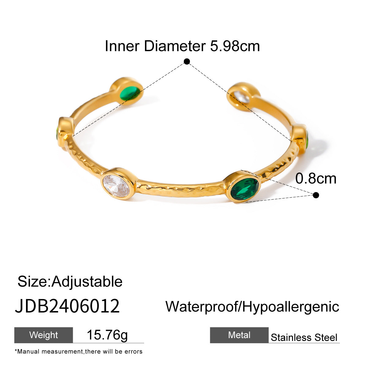 Minimalist Stainless Steel Plated Ring and Bracelet Set with Round Heart Teardrop Charms for Women