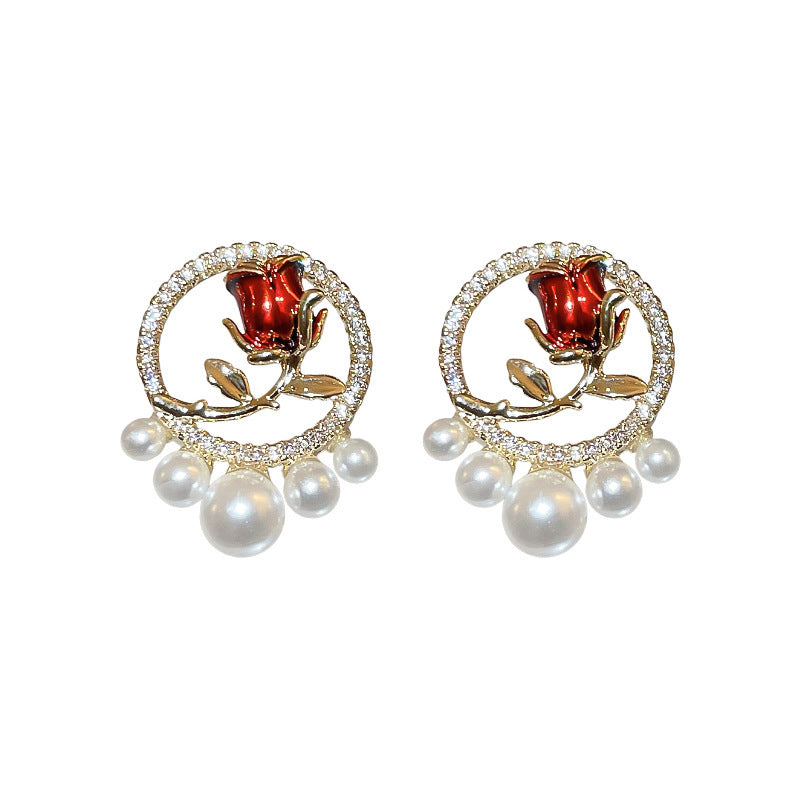 Sweet and Edgy Heart-Shaped Alloy Earrings with Gold Plating for Women