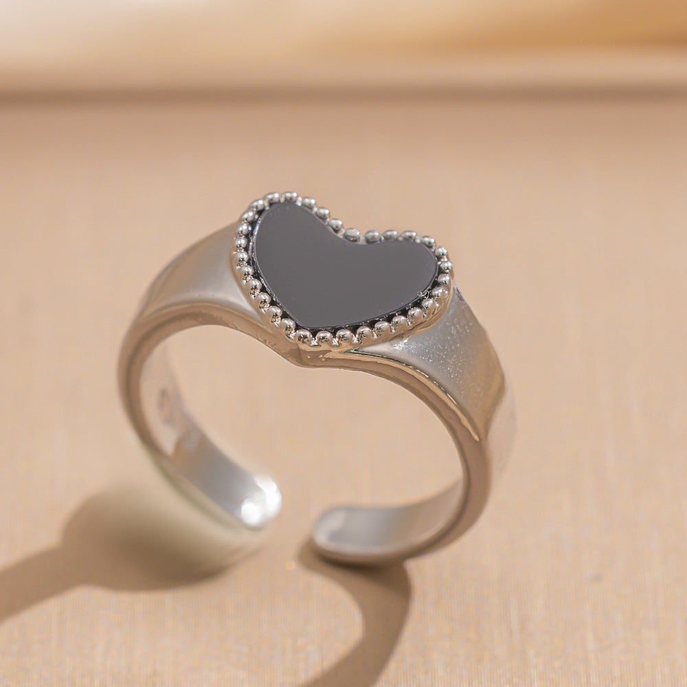 Luxury Minimalist Adjustable Open Ring for Women with Gold-Plated Copper Band and Zircon Stone Accent in Heart and Floral Shape