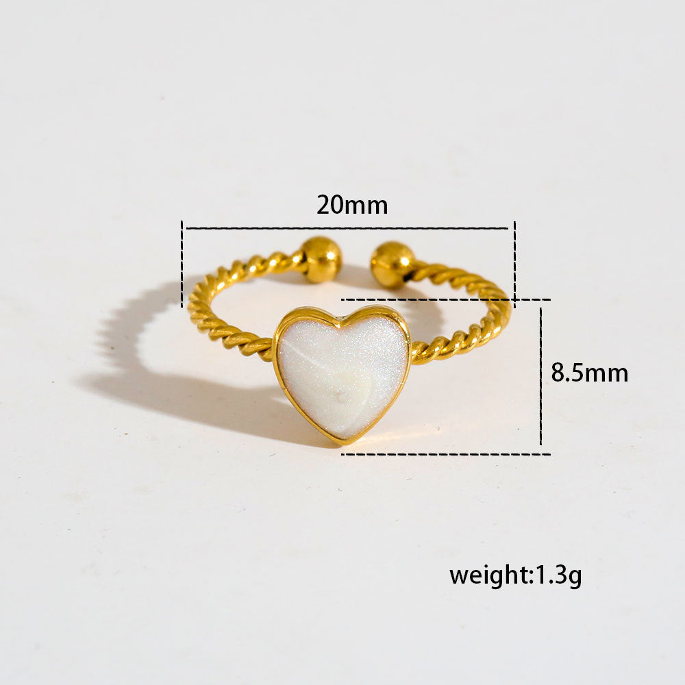 Anillo ajustable hipoalergénico minimalista de acero titanio para mujeres y hombres, con forma de corazón y geométrica, acabado chapado, conjunto de anillos delicados para nudillos.
