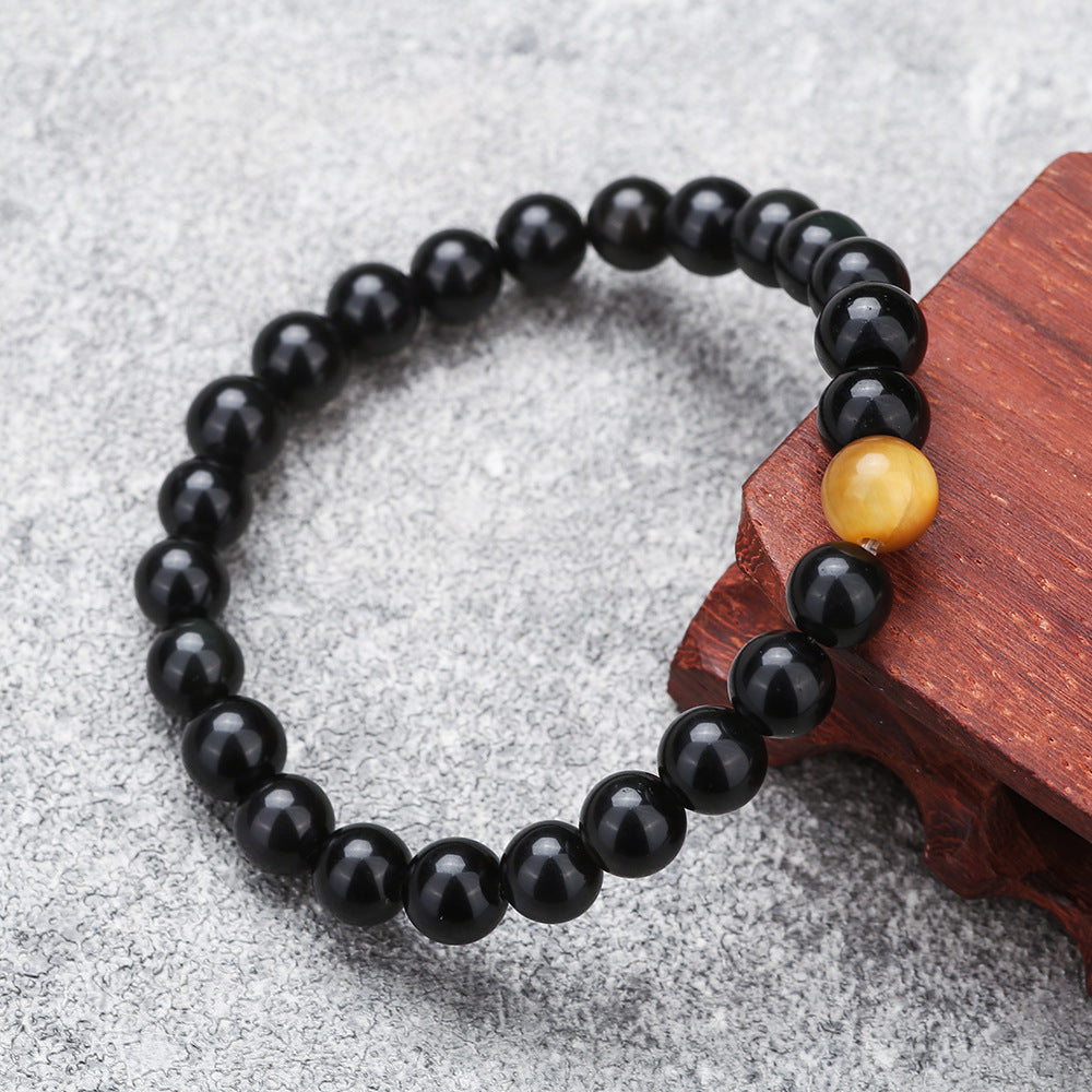 Minimalist Round Natural Tiger Eye Stone Bracelet Unisex Casual Jewelry