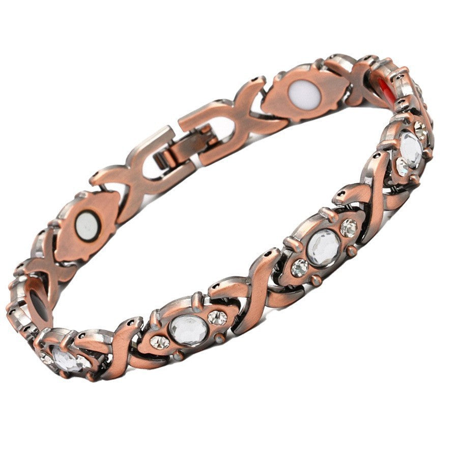 Bracciale Minimalista Magnetico Regolabile a Forma di Foglia in Lega di Zinco Placcato con Design Geometrico per Donna e Uomo