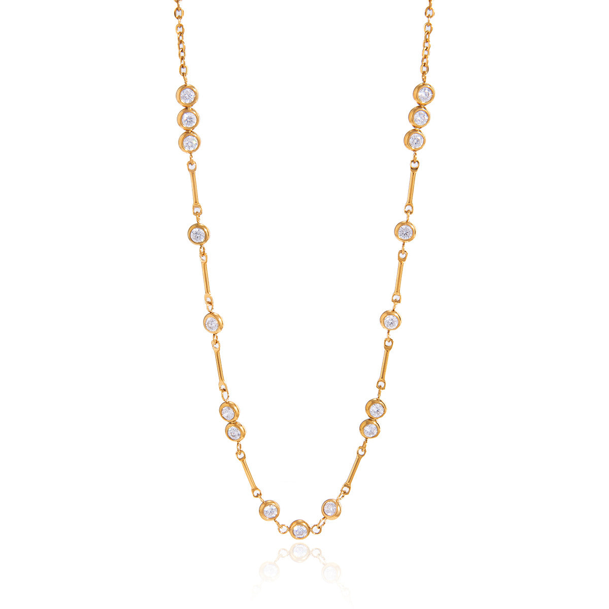 Minimalist Luxury Geometric Cross Stainless Steel PVD Necklace with Cubic Zirconia for Women