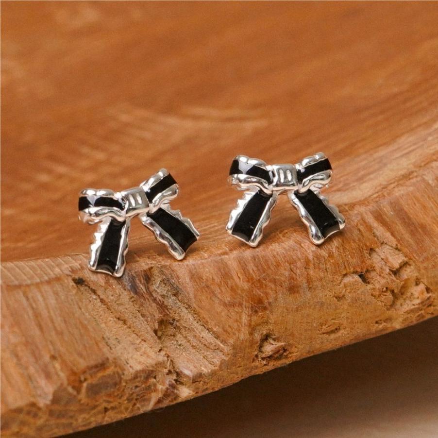 Orecchini a fiocco da donna in argento sterling 925, semplici ed eleganti
